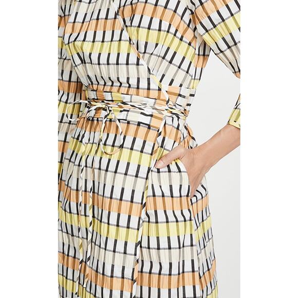Baum and Pferdgarten Yellow Abylene Wrap Dress Womens 36 New Spring Puff Sleeves - Picture 3 of 12